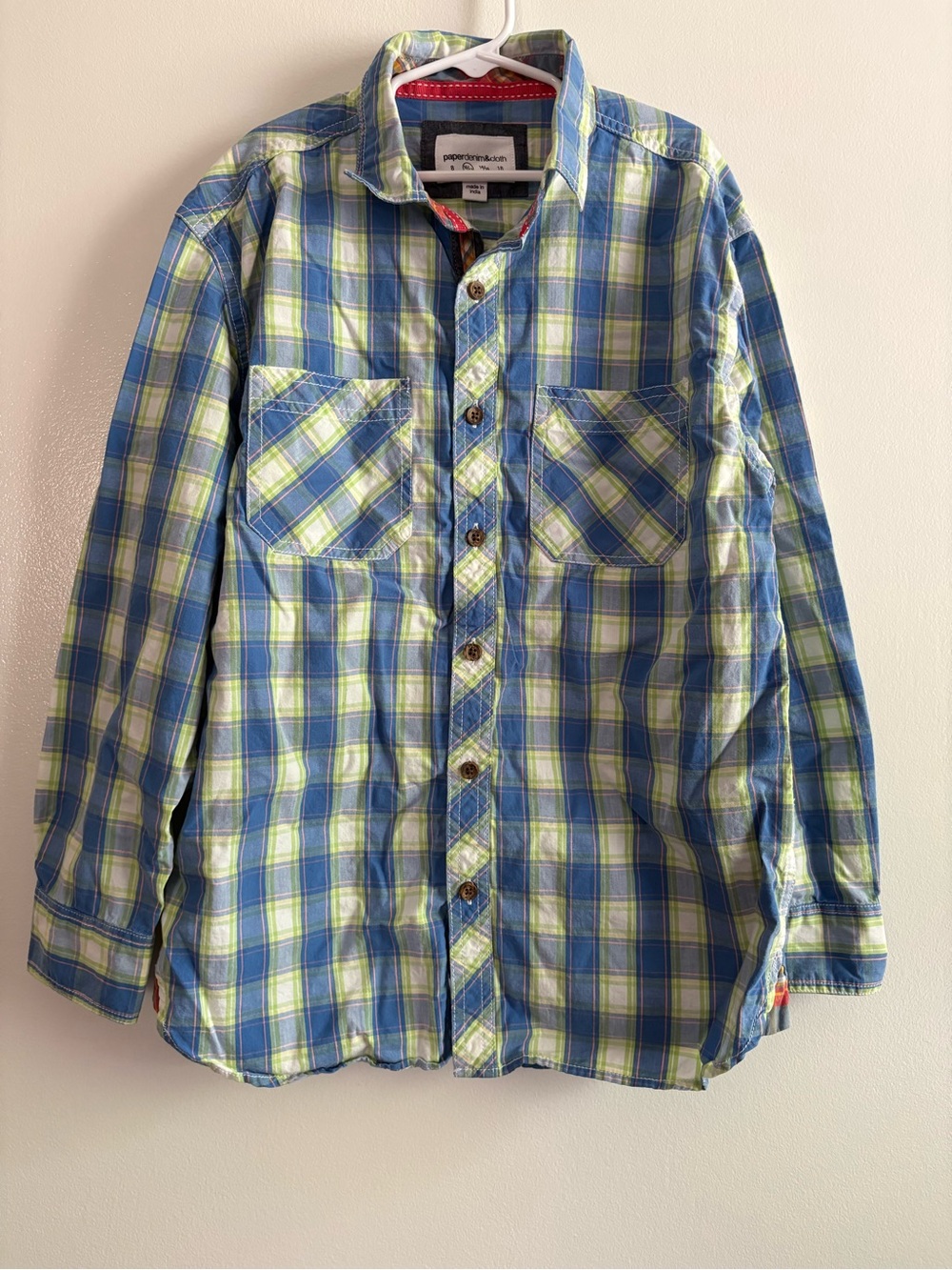 Paper Denim & Cloth Blue & Yellow Plaid Long Sleeve Button Down Shirt Size 10/12